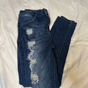 Women's Distressed Blue Jeans